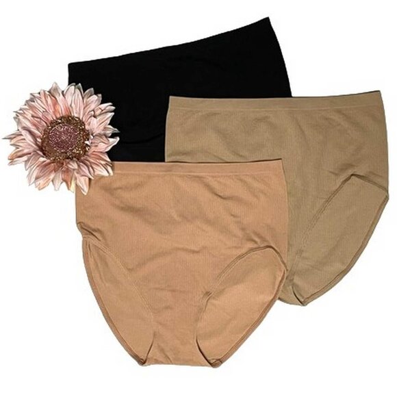 Rhonda Shear Ribbed Knit Panty Set of 3 X LARGE - Picture 1 of 5